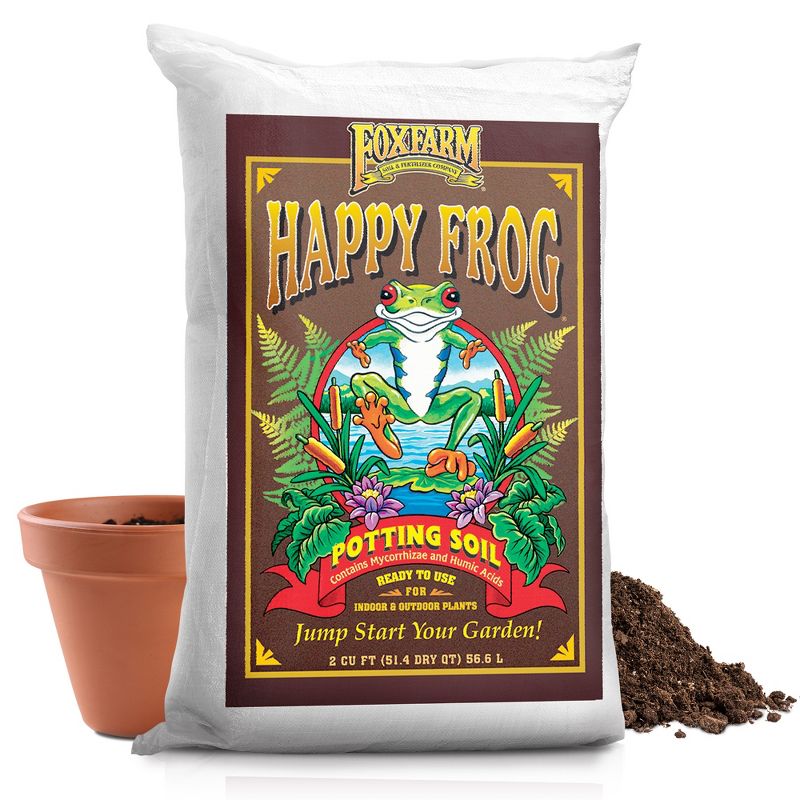 Foxfarm FX14047 Happy Frog 2 Cubic Feet/51.4 Quart Ph Adjusted Pre-Mixed Plant Garden Potting Soil Mix for Indoor and Outdoor Plants, 1 of 7