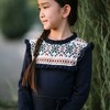 Hope & Henry Girls' Organic Ruffle Collar Fair Isle Yoke Sweater Dress, Scottish Snowflake, 6 - 2 of 4