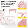 EROMMY Outdoor 3-Pc Bistro Set, Patio Dining Set, Foldable, Stainless Steel, Suitable for Patio, Balcony, Garden, Pool - Pink - 4 of 4