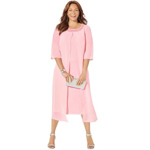 Catherines Women's Plus Size Petite Midnight Dazzle Mesh Flyaway Dress - 1 of 4