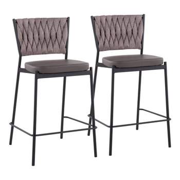 Set of 2 Tania Faux Leather/Polyester Counter Height Barstools - LumiSource