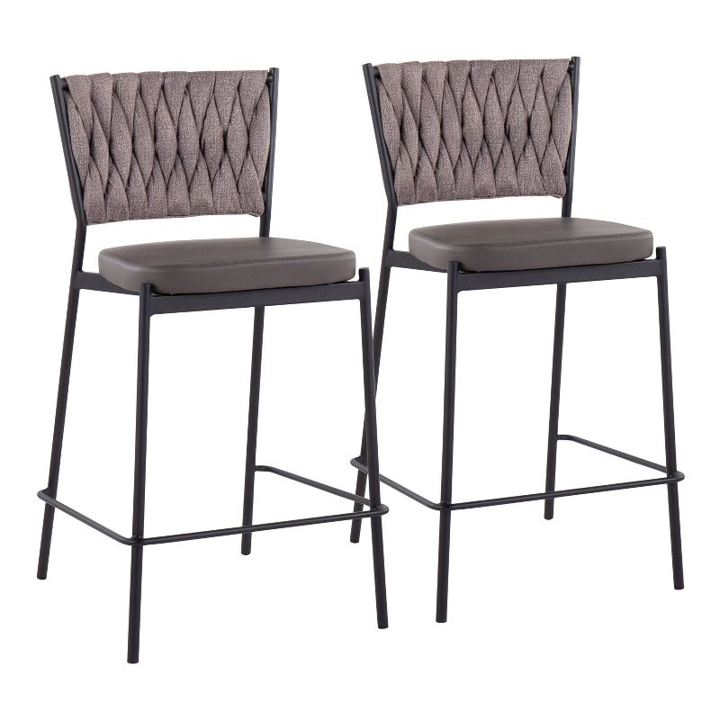 Set of 2 Tania Faux Leather/Polyester Counter Height Barstools - LumiSource, 1 of 13