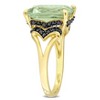 EVERLY JEWELRY | Yellow Silver 5 4/5 ct TGW Green Quartz and Black Sapphire Cocktail Ring - 2 of 4