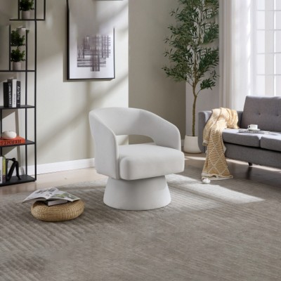 Modern Swivel Accent Chair with Deep Seat,Upholstered Swivel Recliners Couch,Velvet Armchair for Small Living Room or Apartment-Maison Boucle
