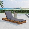 Patio Slatted Ergonomic Chaise Lounge, Chaise Lounge with Adjustable Backrest, Acacia Wood Frame Chaise Lounge with Cushion-Coolbibila - 2 of 4