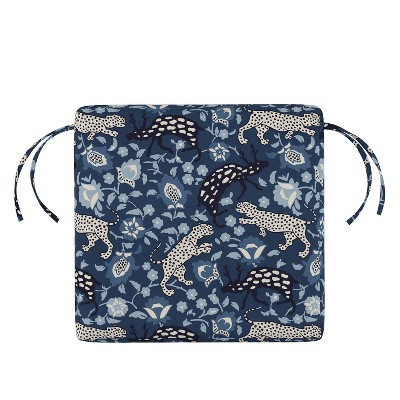 Leopard Outdoor Seat Cushion Blue - Skyline Furniture: Handmade, UV-Resistant, Zippered, Polyurethane Foam Filled