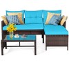 Costway 3PCS Patio Wicker Rattan Sofa Set Outdoor Sectional Conversation Set - 2 of 4