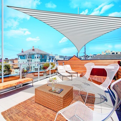 Gray and White 25ft Triangle Sun Shade Sail Canopy