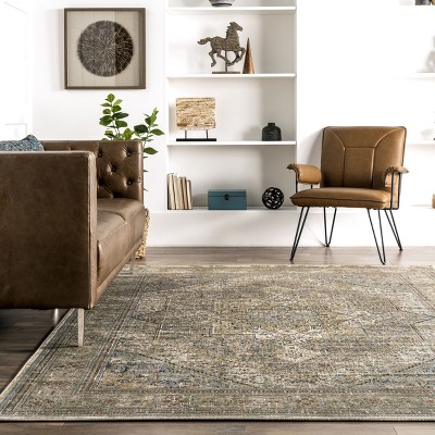 Elegant Beige Synthetic 3'x5' Traditional Medallion Area Rug