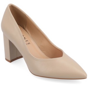 Journee Collection Women's Simonne SuperNatural Shades Block Heel Pointed Toe Pumps - 1 of 4