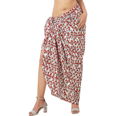 HAPPY BAY Women's Santa Christmas Cover Up Sarongs Wraps Bikini Pareo Wrap Swimwear Bathing suit Beach Coverups for Women One Size Red