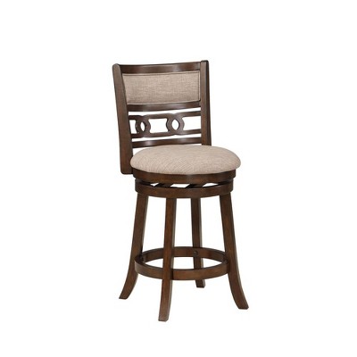 New Classic Furniture,Gia 24" Solid Wood Swivel Counter Stool With Fabric Seat In Cherry