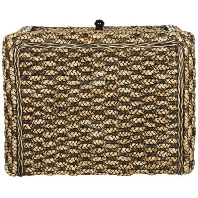 Musa Braided Brown Wicker Nightstand with Drawer and Storage