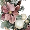 Northlight Floral and Ball Ornament Frosted Pine Artificial Christmas Wreath - 24" -Pink - Unlit - 4 of 4