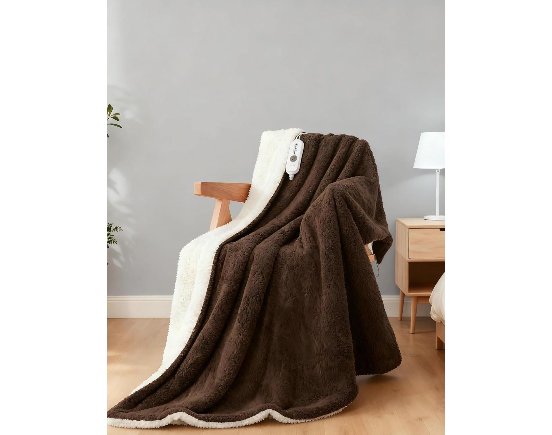 Electric Heated Throw with 4 Heating Levels & 4H Auto Off for Sofa & Bed, Over-Heat Protection, Machine Washable