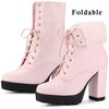 Allegra K Women's Platform Foldable Chunky Heels Lace Up Ankle Boots - 2 of 4