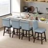Costway 27" Swivel Bar Stools Set of 2/4 with Rubber Wood Legs Upholstered Linen Bar Chairs Beige/Gray - 2 of 4