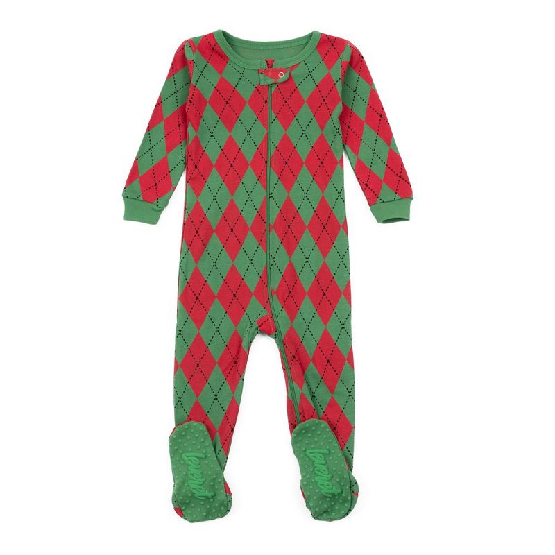 Leveret Footed Cotton Argyle Christmas Pajamas, 1 of 3