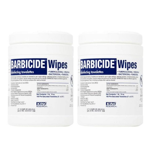 King Research Barbicide Disinfecting Wipes | EPA-Registered Bactericidal | Quick Sanitaion and Disinfection - 160 ct (PACK OF 2) - image 1 of 2