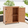 WELLFOR Outdoor Potting Bench with Storage Cabinet and Metal Table Top Light Brown - 3 of 4