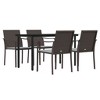 vidaXL Patio Dining Set Table and Chair with Cushions Poly Rattan and Steel - Brown 55.1" Table Length 4 Chairs - 3 of 4