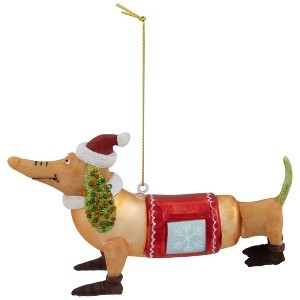Northlight Dachshund Dog with Santa Hat Glass Christmas Ornament  - 5.75" - 1 of 4