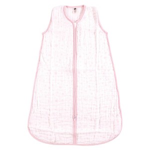 Hudson Baby Infant Girl Muslin Cotton Sleeveless Wearable Sleeping Bag, Sack, Blanket, Pink Stars - 1 of 1