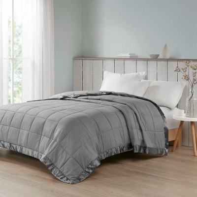 Sapphtopaz Oversized Down Alternative Blanket, 3M Scotchgard Embossed Polyester Throw Blanket with Satin Trim, 90x96" Full/Queen Blanket for Bed