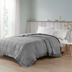 Sapphtopaz Oversized Down Alternative Blanket, 3M Scotchgard Embossed Polyester Throw Blanket with Satin Trim, 90x96" Full/Queen Blanket for Bed - 1 of 4