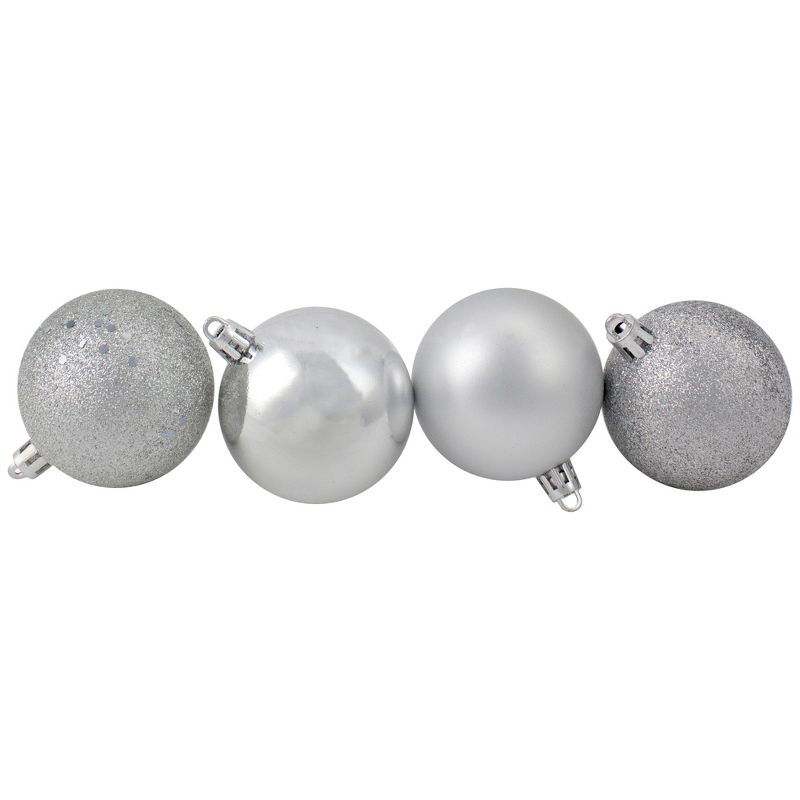 Northlight 24ct Silver 4-Finish Shatterproof Christmas Ball Ornaments 2.5" (60mm), 3 of 4