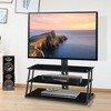 Chic Crate - Ergonomic TV Stand w/ Angle & Height Adjustment - Modular Tempered Glass Console - Obsidian Black - 3 of 4