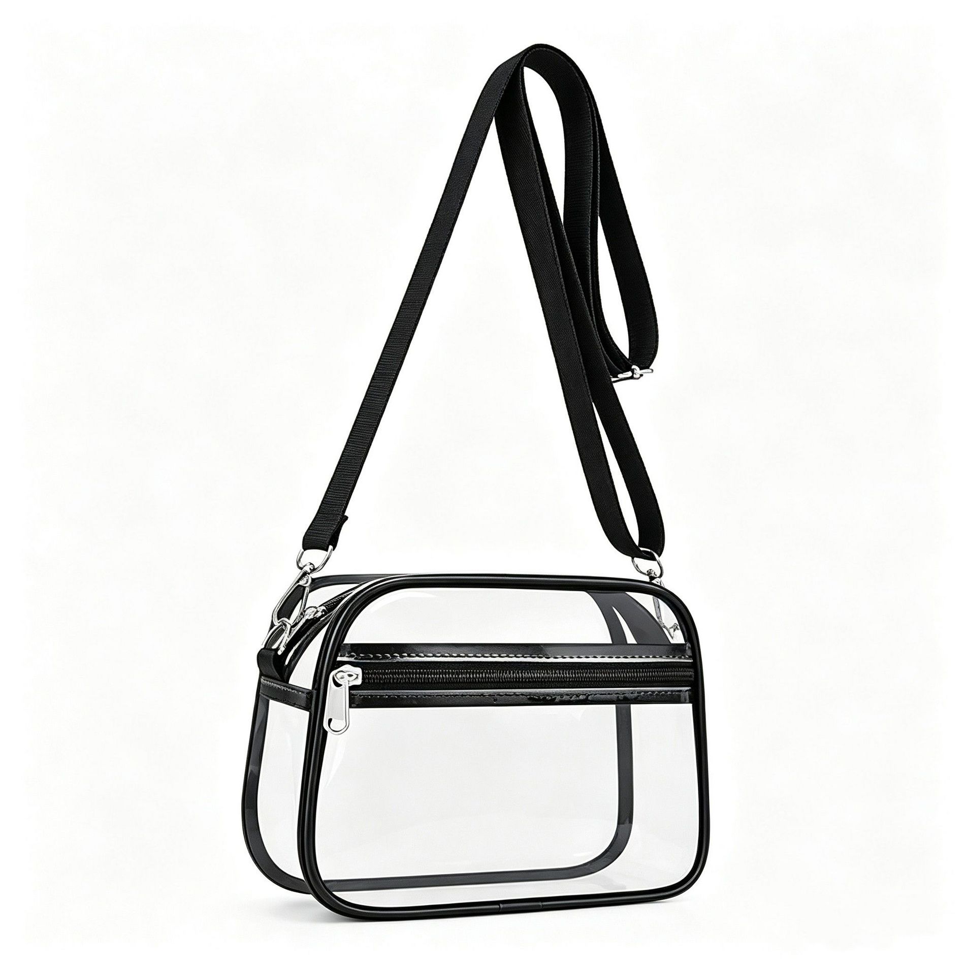 Alilang Women's Clear Stadium Crossbody Bag with Front Zipper Pocket, Adjustable Strap and Medium Transparent Design