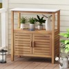 Tangkula Outdoor Potting Bench w/ Resin Tabletop Storage Shelf & Cabinet Louvered Doors - 3 of 4