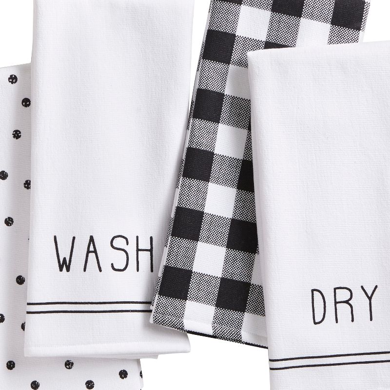 Farmhouse Living Sentiments Kitchen Towels, Set of 4 - 18" x 28" - Black/White - Elrene Home Fashions, 3 of 4