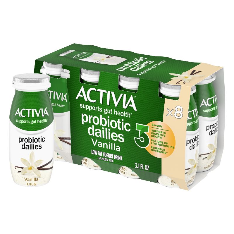 Activia Probiotic Dailies Vanilla Yogurt Drink - 8ct/3.1 fl oz Bottles, 1 of 16