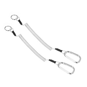 Unique Bargains Retractable Coiled Safety Cords D Shape Carabiners Fishing Tool Lanyards 2 Pcs 3.3ft - 1 of 4