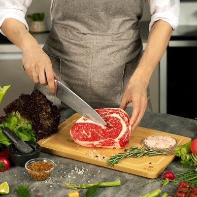 Royal Craft Wood Bamboo Cutting Board Set with Juice Grooves