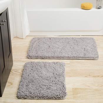 Large Bathroom Rug Non Slip Bath Mat (72x24 Inch Light Grey) Water