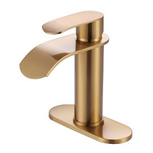 WOWOW Single Handle Waterfall Bathroom Faucet with Deckplate - 1 of 4