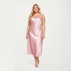 Anna-Kaci Lounge Women's PLus Size Satin 2-Piece Robe and Slip Dress Set with Adjustable Spaghetti Straps and Soft Flowing Drape - 3 of 4
