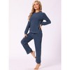 cheibear Women's Fuzzy Flannel Long Sleeve Sweatsuits with Sweater Pants 2 Piece Pajama Sets - 2 of 4