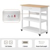 VECELO 40" Kitchen Island Cart on Wheels, Rolling Utility Cart with Drawer & Power Strip, 2 Storage Shelves for Kitchen, White - 4 of 4