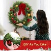 Coucheta 24 Inch Christmas Door Wreath - Large Outdoor Cypress with Berries Velvet Bow, Artificial Winter Xmas Greenery for Front Door - 4 of 4