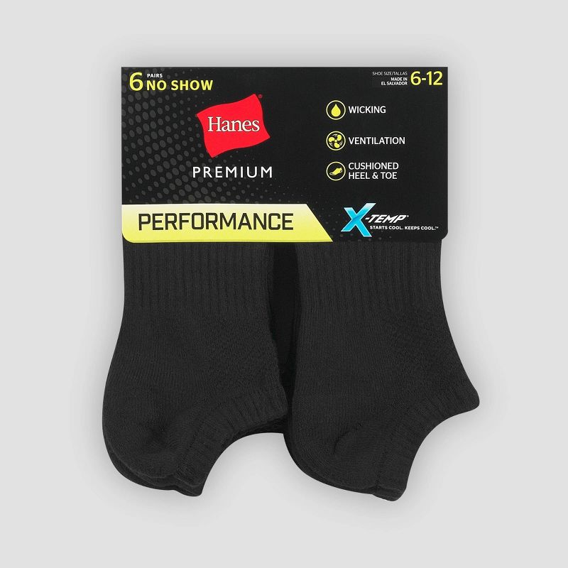 Hanes Premium Men's X-Temp Performance Lightweight No Show Socks 6pk, 3 of 6