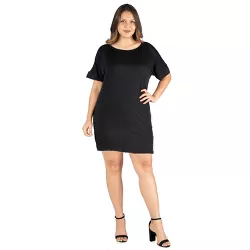 24seven Comfort Apparel Women's Plus Loose Fitting Dress-Black-2X