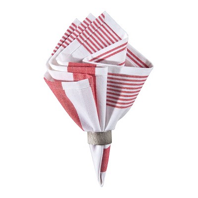 C&F Home Red & White Cotton Reversible July 4th Napkin Set of 6