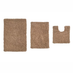 Fantasia Bath Rug Collection Cotton Shaggy Pattern Tufted Set of 3 Bath Rug Set - Home Weavers - 1 of 3