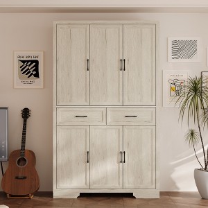 FUFU&GAGA Stylish  Multifunctional Bookcase Display Cabinet with Adjustable Shelves, Drawers & Safety Features - 1 of 4