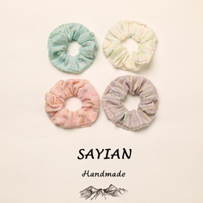 4 Pcs/Set Fashionable Colored blended linen fabric Scrunchies - Soft, Stretchy, and Detachable Hair Ties for Ponytails