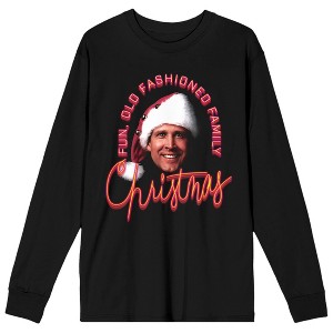 National Lampoon's Fun Old Fashioned Family Christmas Women's Black Long Sleeve Shirt - 1 of 3